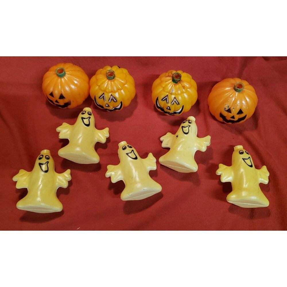 Vtg Pumpkin & Ghost String Light Covers Halloween Blow Mold Mixed Lot